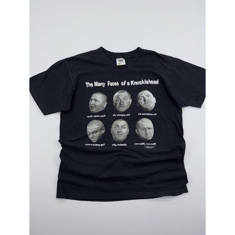 Rare Vintage 1997 Three Stooges Curly Many Faces Of A Knucklehead Shirt Sz Large